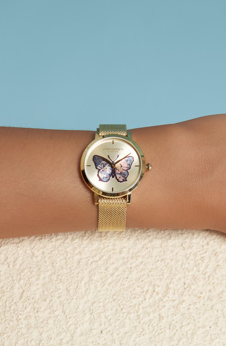 Olivia Burton Signature Butterfly Mesh Strap Watch, 28mm  display picture 1