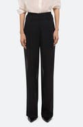 Helmut Lang Pleated Semisheer Wool Blend Chiffon Pants with Satin Shorts