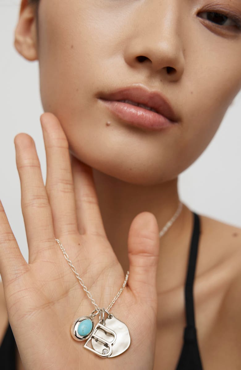 Monica Vinader Lab Grown Diamond Initial Pendant, Alternate, color, Sterling Silver B