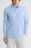 Peter Millar Featherweight Market Stripe Long Sleeve Performance Polo