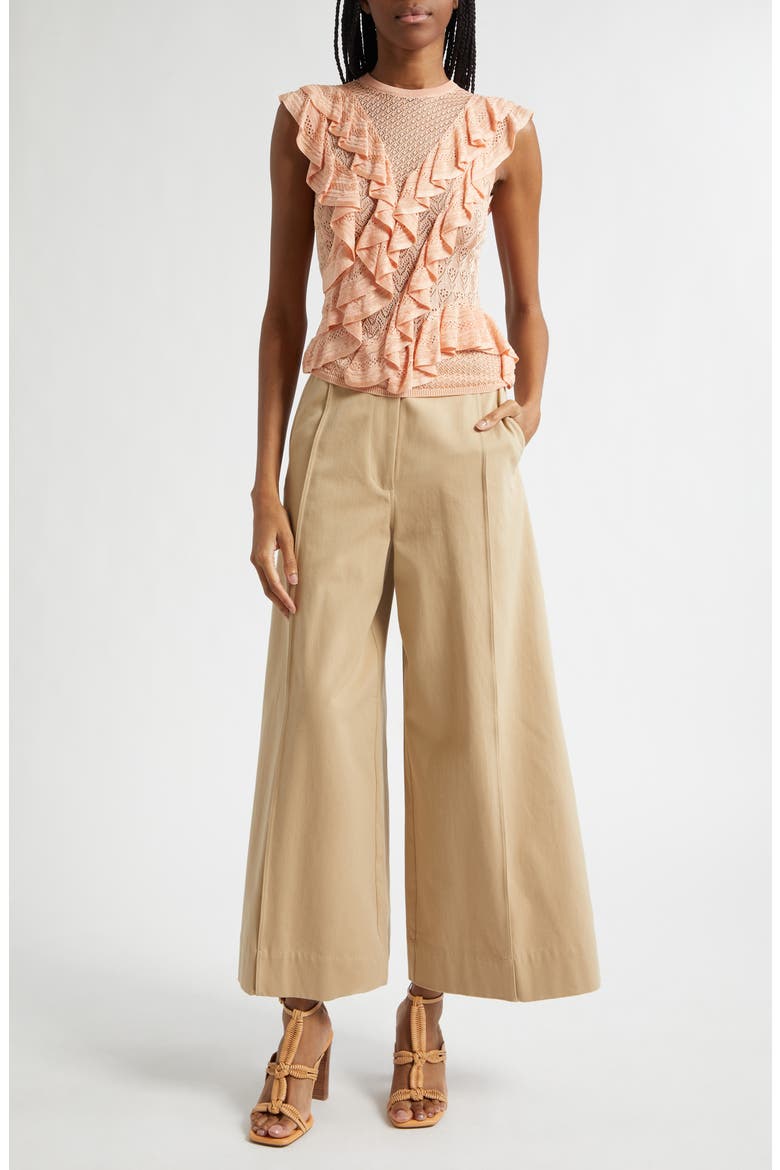 Angelica Ruffle Detail Sleeveless Sweater, Alternate, color, PEONY