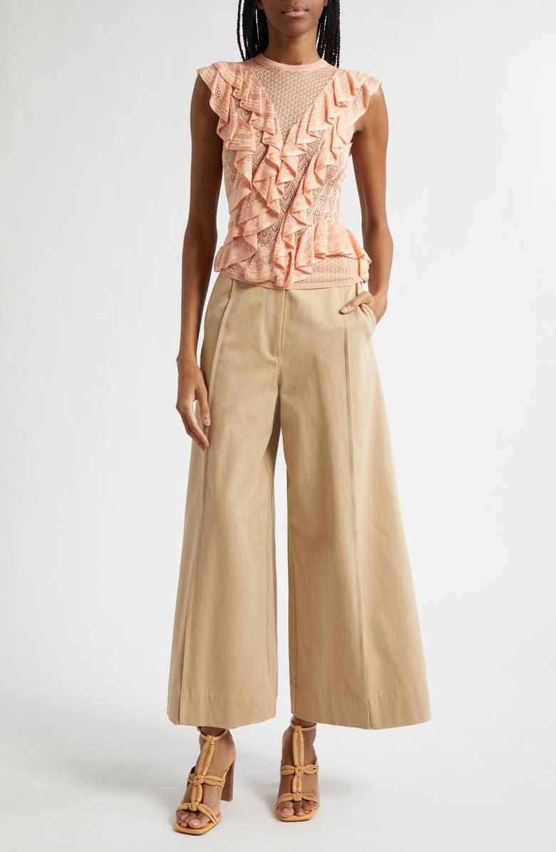 Ulla Johnson Angelica Ruffle Detail Sleeveless Sweater, Alternate, color, Peony