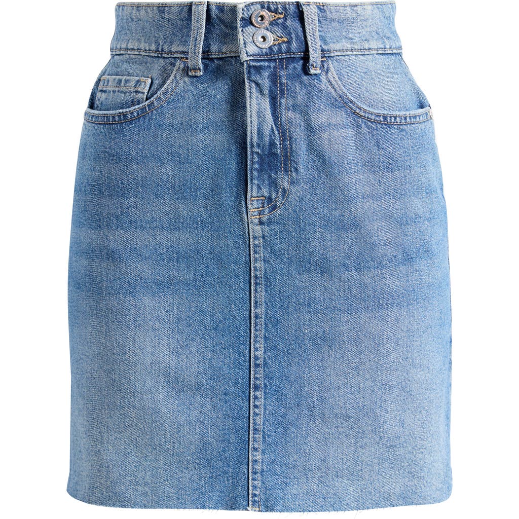 Lipsy Raw Hem Denim Miniskirt In Blue