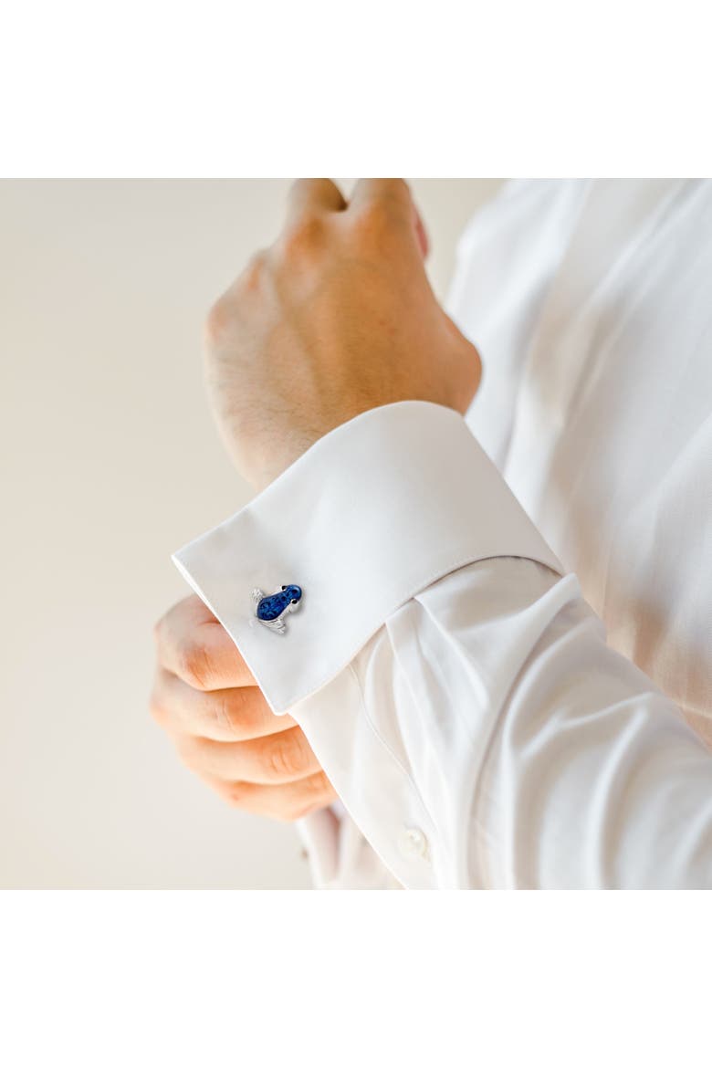 Blue Frog Cufflinks with Hand Painted Enamel, Alternate, color, Blue