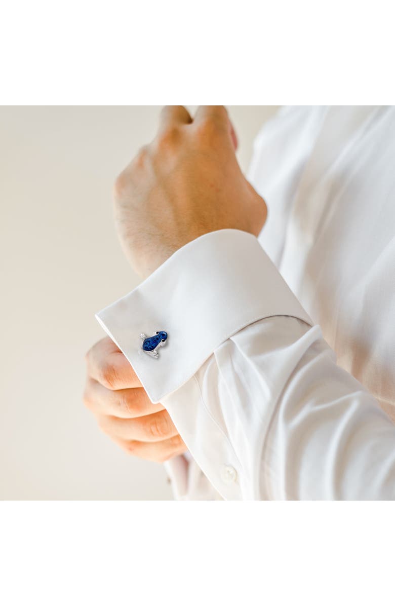 Link Up Blue Frog Cufflinks with Hand Painted Enamel, Alternate, color, Blue