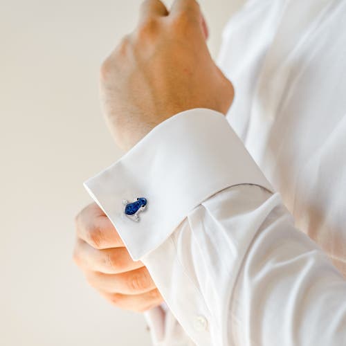 Link Up Blue Frog Cufflinks With Hand Painted Enamel In Blue