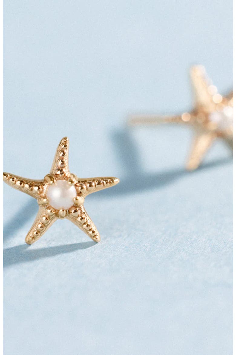 Starfish Stud Earrings, Alternate, color, Gold Vermeil