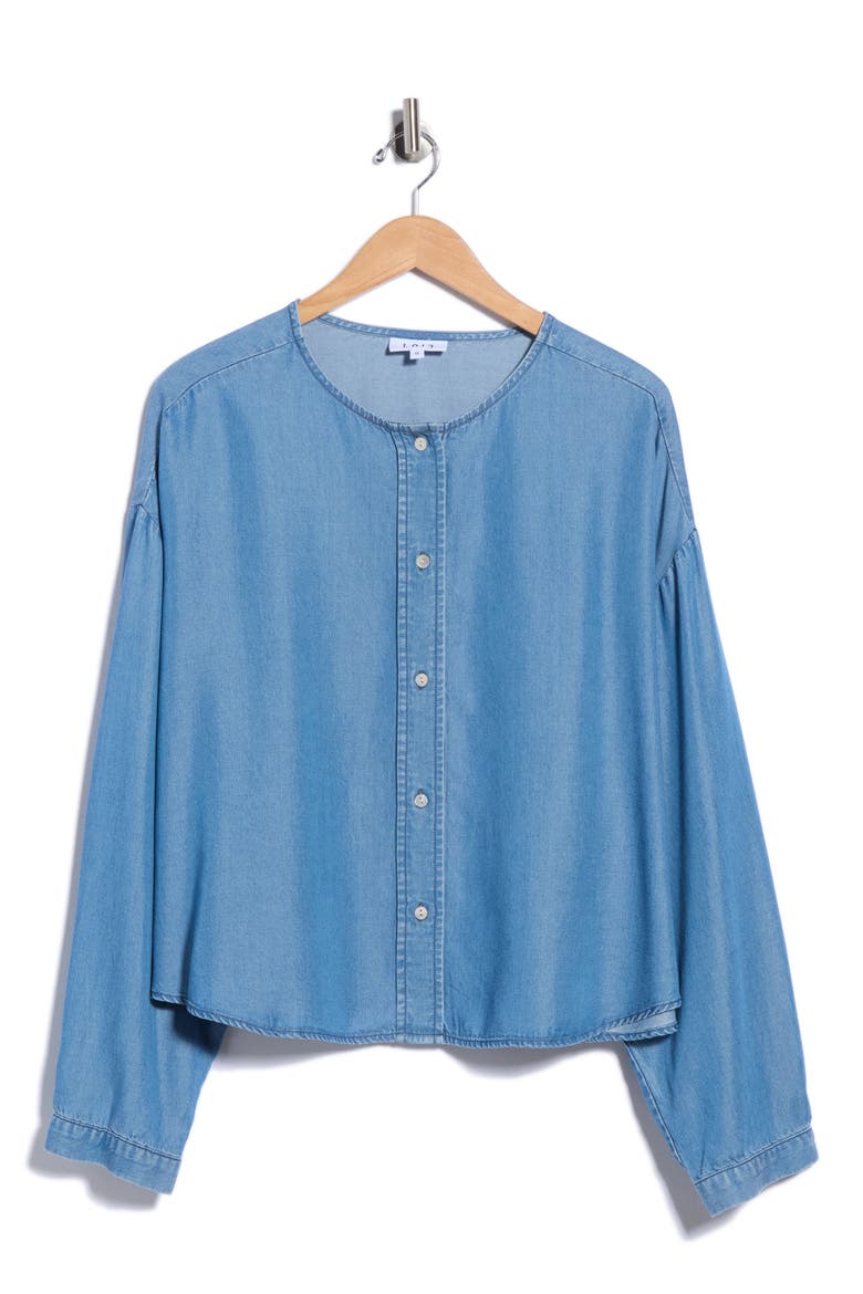 Tencel Lyocell Round Neck Top, Main, color, LIGHT WASH