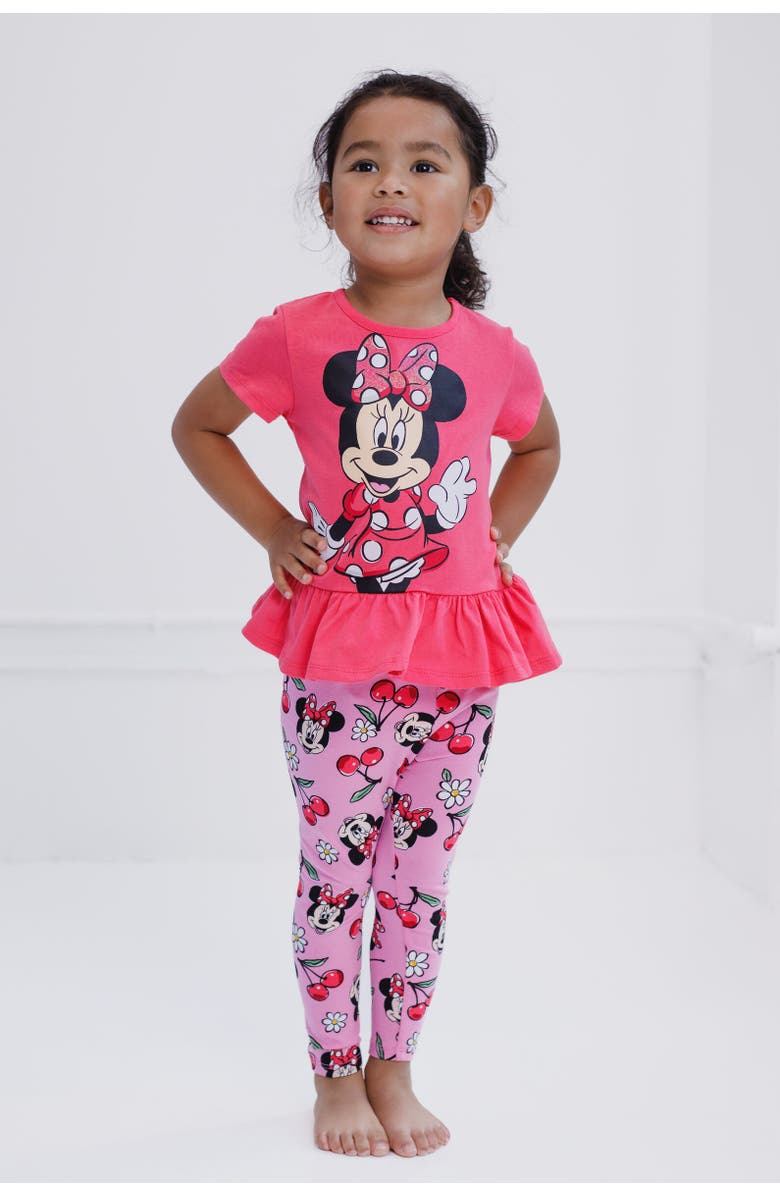 Disney T-Shirt & Leggings Set, Alternate, color, Cherry Red / Pink