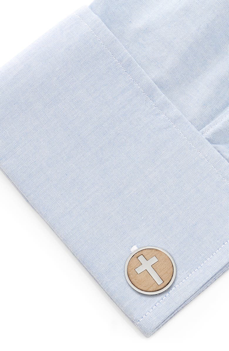 Cufflinks, Inc. Cross Wood Cuff Links, Alternate, color,