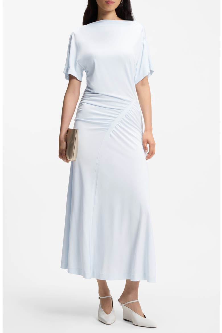 Ecaren Ruched Jersey Dress, Main, color, PALE LAGOON