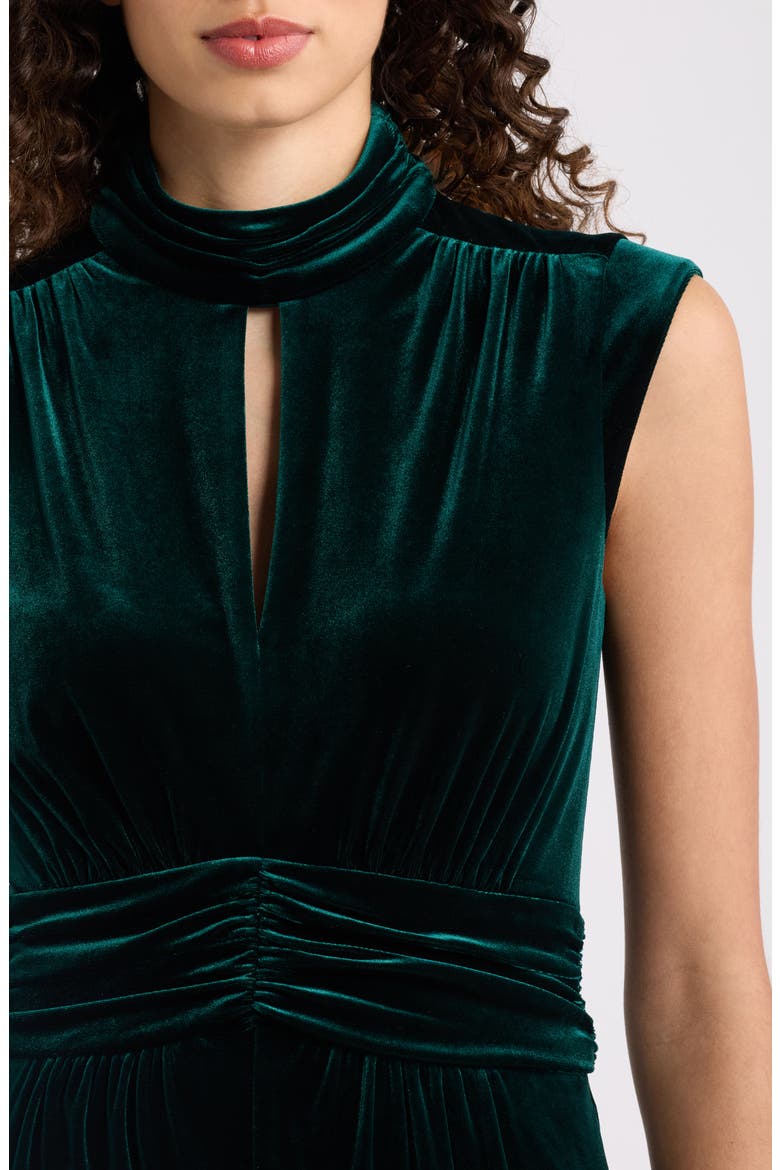 Mock Neck Velvet Jumpsuit, Alternate, color, HUNTER