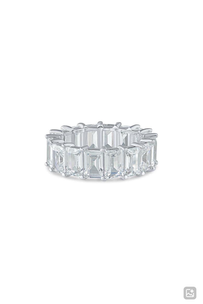 Emerald-Cut Cubic Zirconia Eternity Band, Main, color, RHODIUM PLATED BRASS