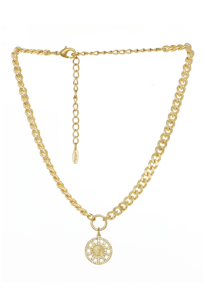 Chain Medallion Pendant Necklace, Main, color, GOLD