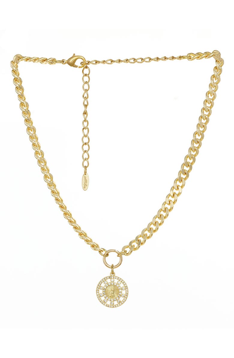Ettika Chain Medallion Pendant Necklace, Main, color,