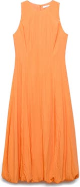 MANGO Sleeveless Bubble Hem Midi Dress