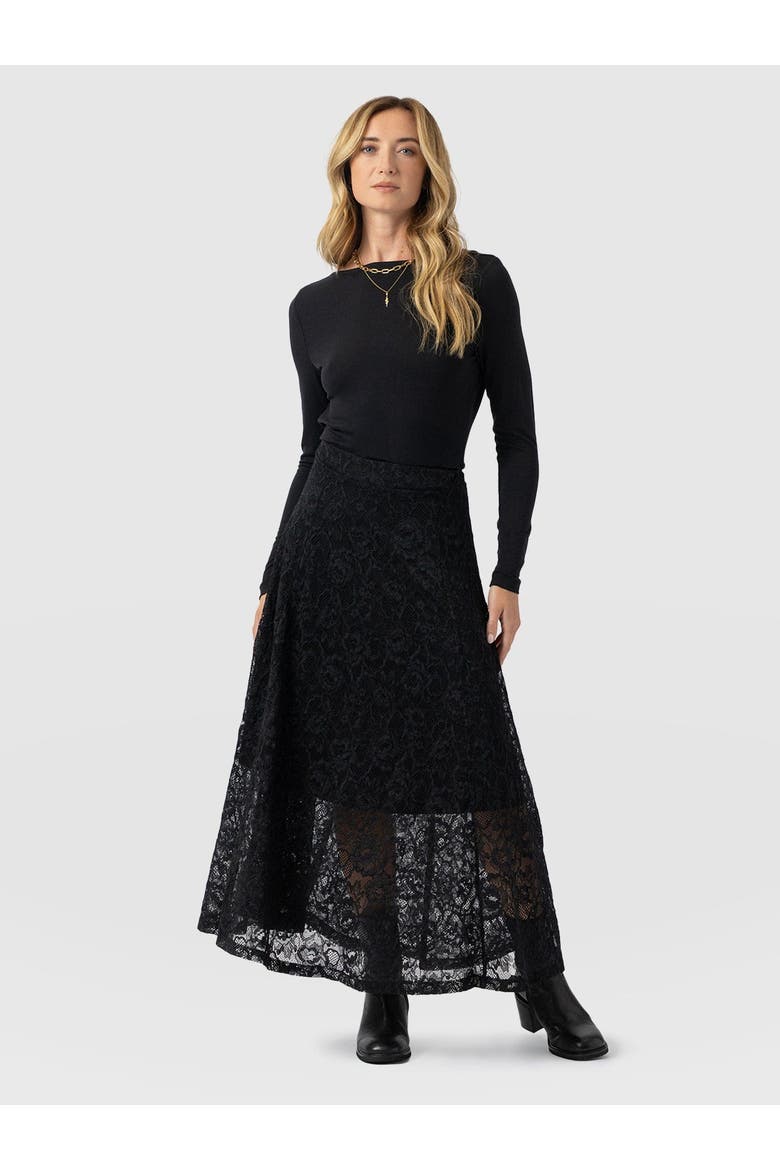 Lana A-Line Skirt, Main, color, Black Lace