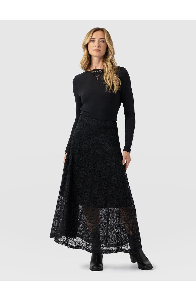 Saint + Sofia Lana A-Line Skirt, Main, color, Black Lace