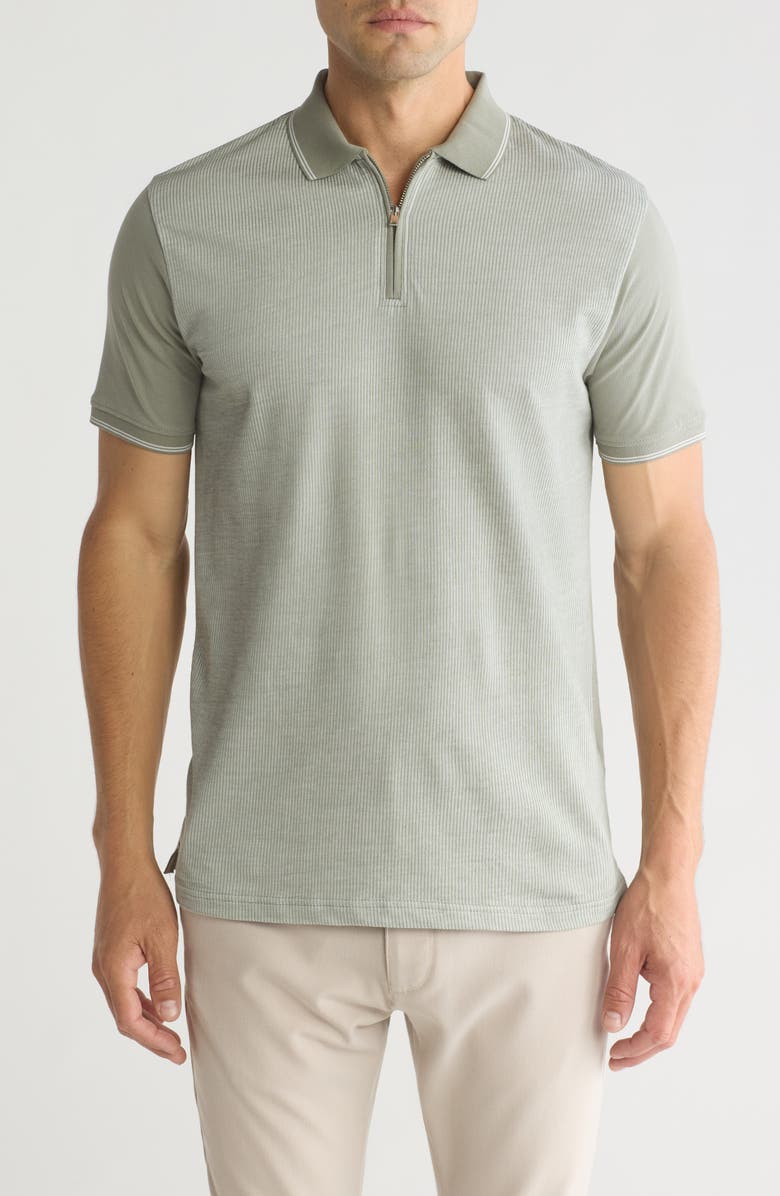 Cactus Man Zip Contrast Polo, Main, color, Soft Green