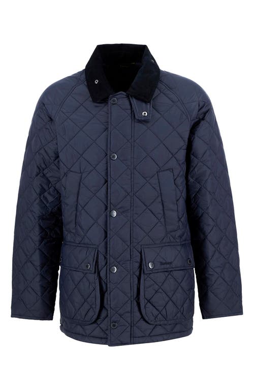 Barbour Diamond-quilting Corduroy-collar Jacket In Blue