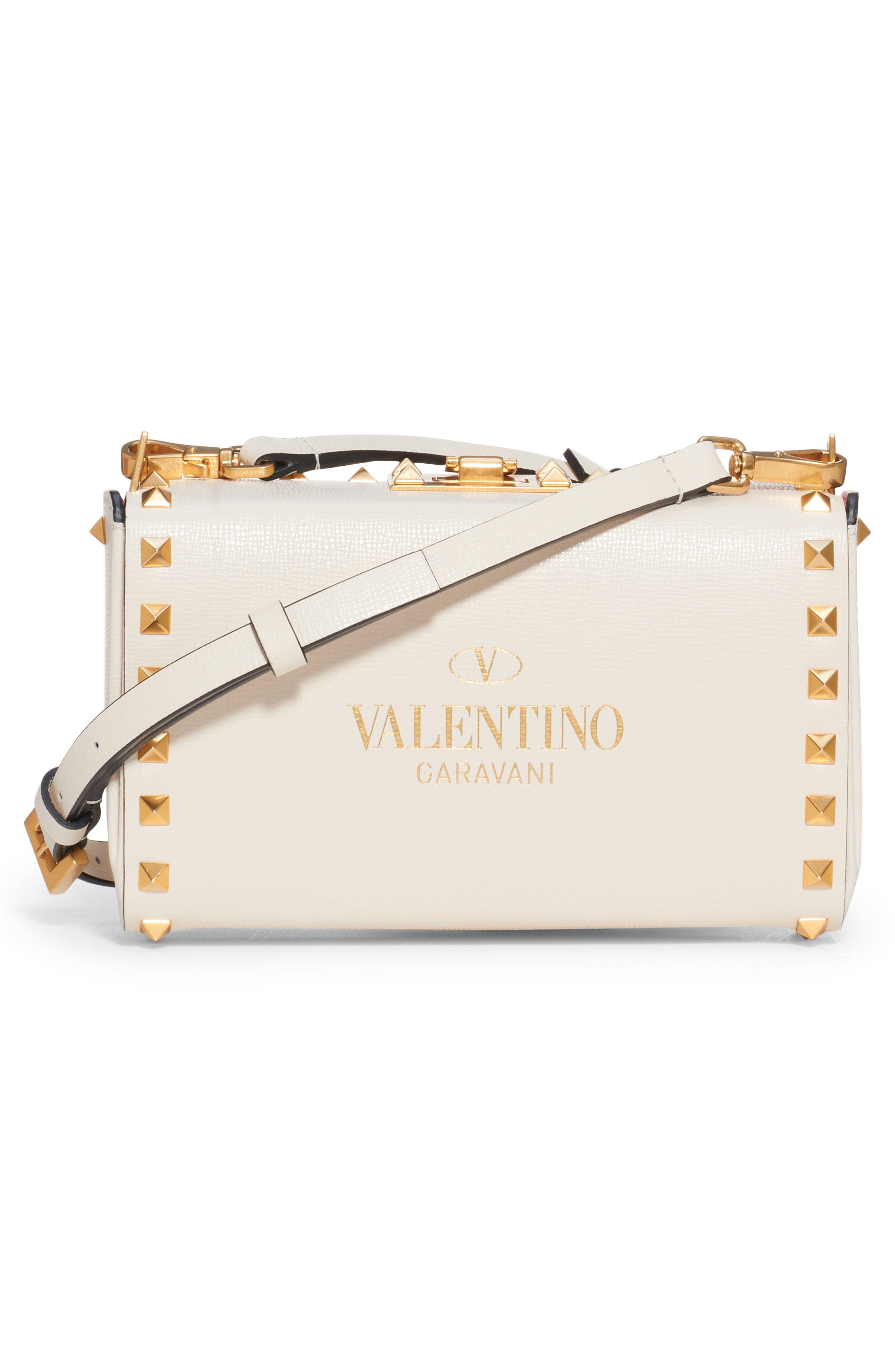 Valentino Garavani Alcove Rockstud Leather Convertible Clutch, Alternate, color, 