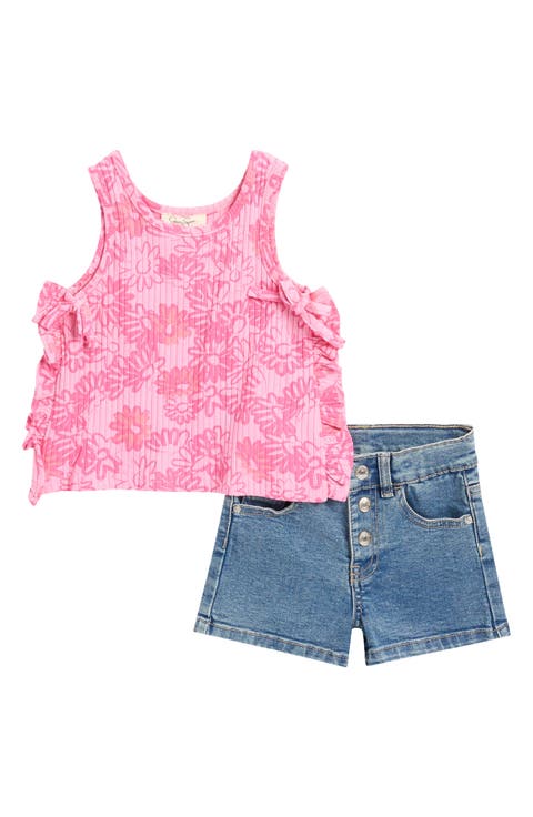 Kids' Bow Tank Top & Denim Shorts Set (Toddler)