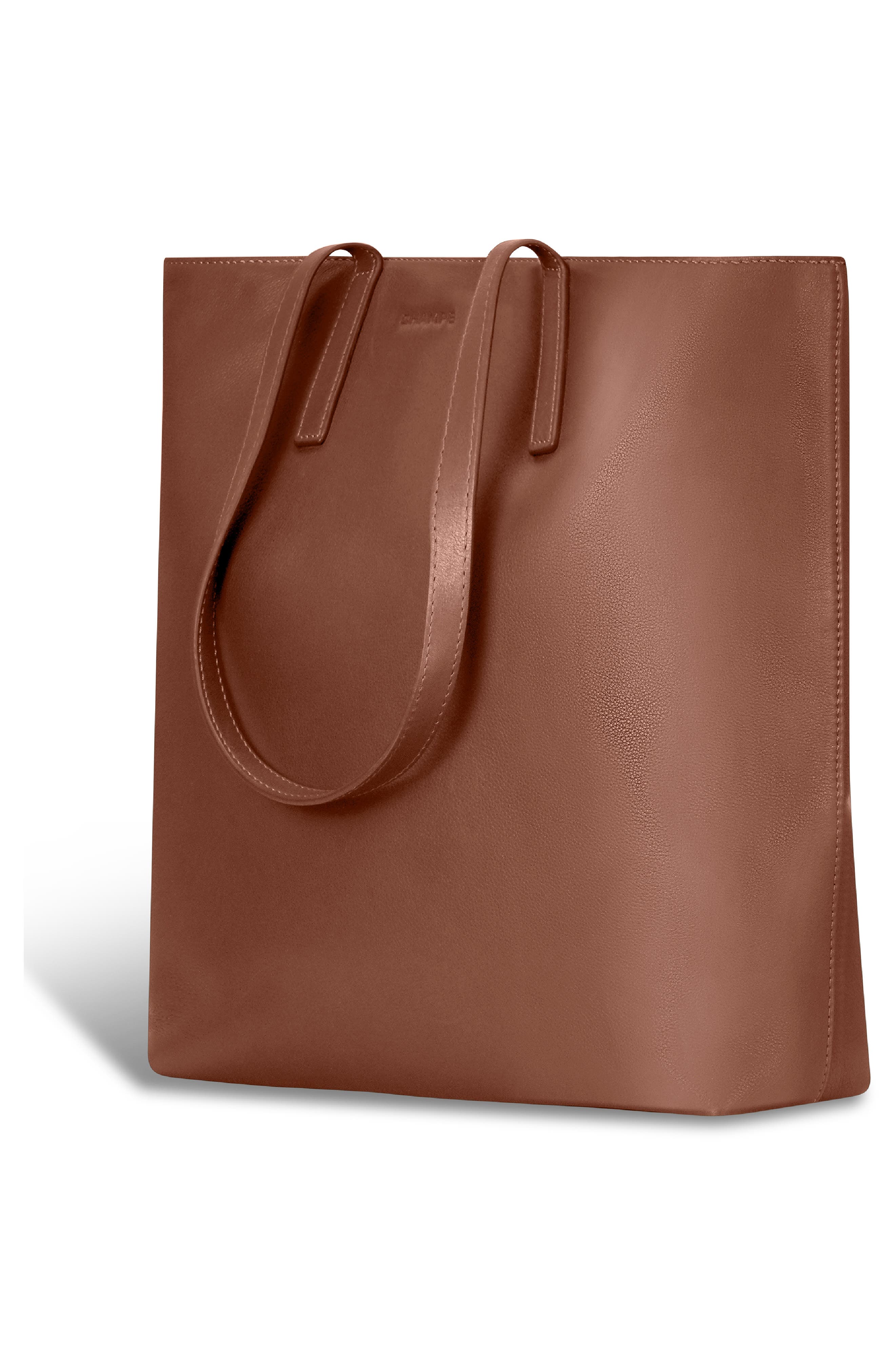 Onyx Leather Vertical Tote, Alternate, color, BROWN