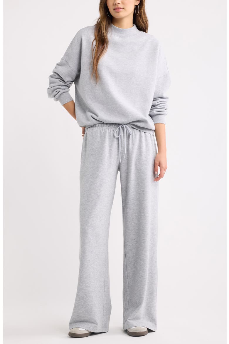 Narrow Waistband Baggy Wide Leg Sweatpants, Alternate, color, GREY SOFT HEATHER