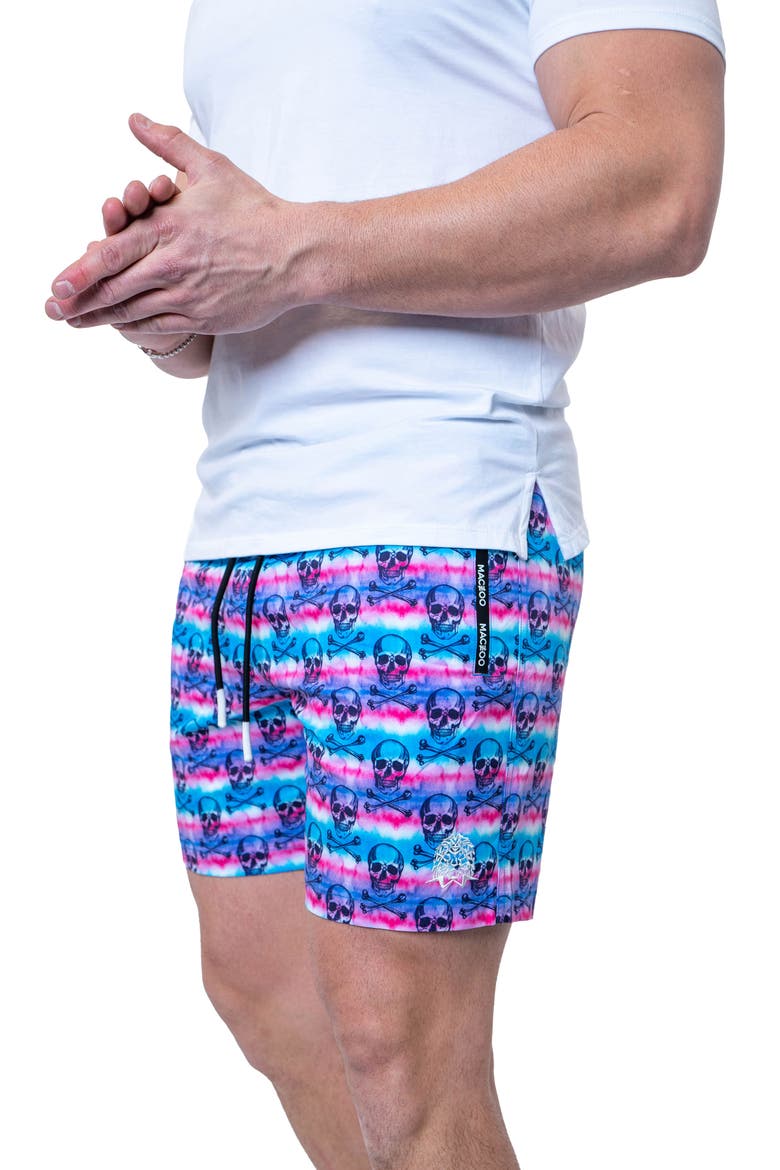 Swim Lion Tie Dye Skull Swim Trunks, Alternate, color, BLUE MULTI