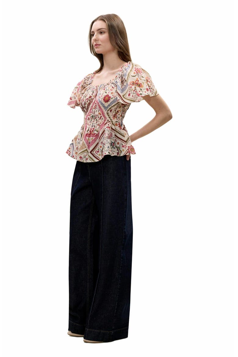 Anya Ramie Top, Alternate, color, MONTAGE FLORAL IVORY COMBO