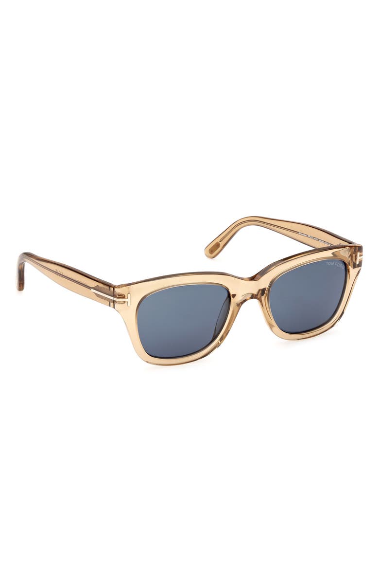 TOM FORD Snowdon 52mm Square Sunglasses, Alternate, color, Champagne / T Logo / Blue