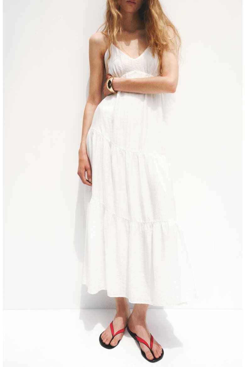 Ruffled A-Line Dress, Main, color, WHITE