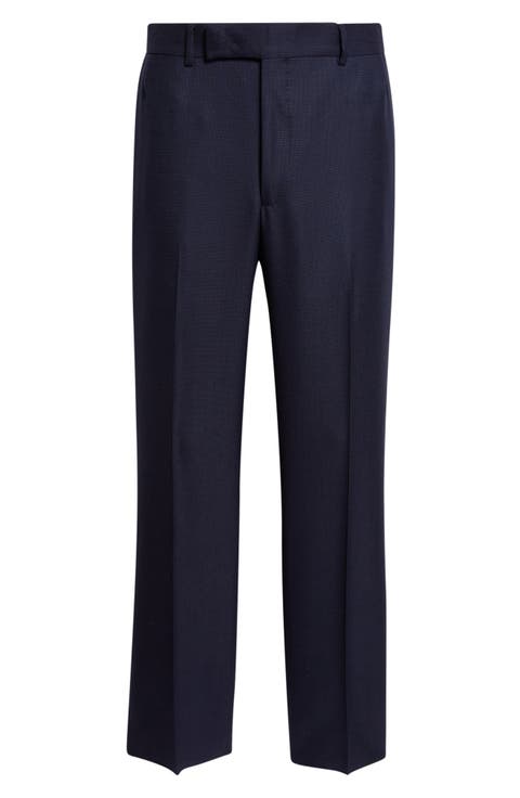 Flat Front Wide Leg Virgin Wool Trousers