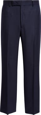 Thom Sweeney Flat Front Wide Leg Virgin Wool Trousers