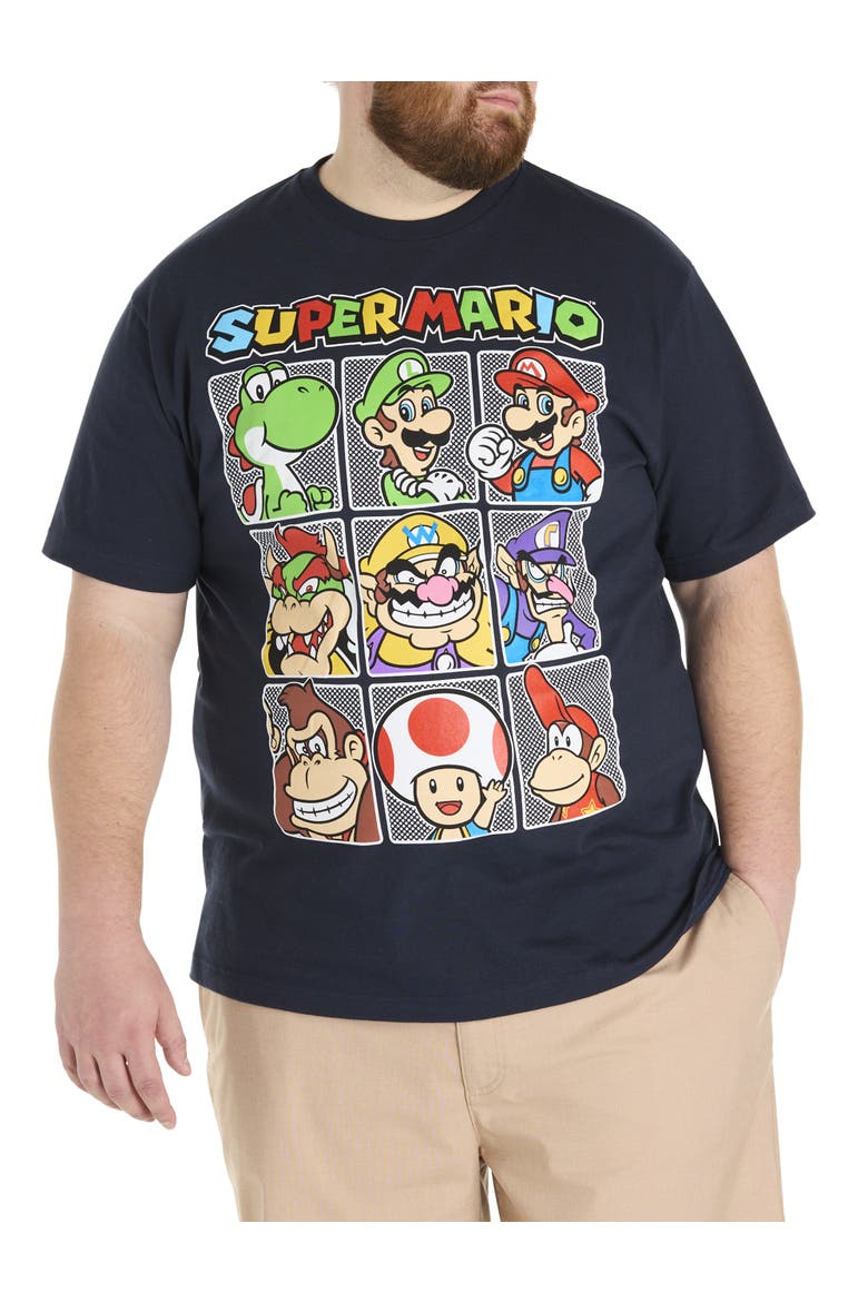 Big & Tall Mario Kart Party Pals Graphic Tee, Main, color, NAVY
