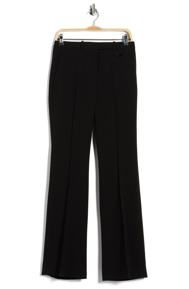 Theory High Waist Flare Leg Crepe Pants, Main, color, Black