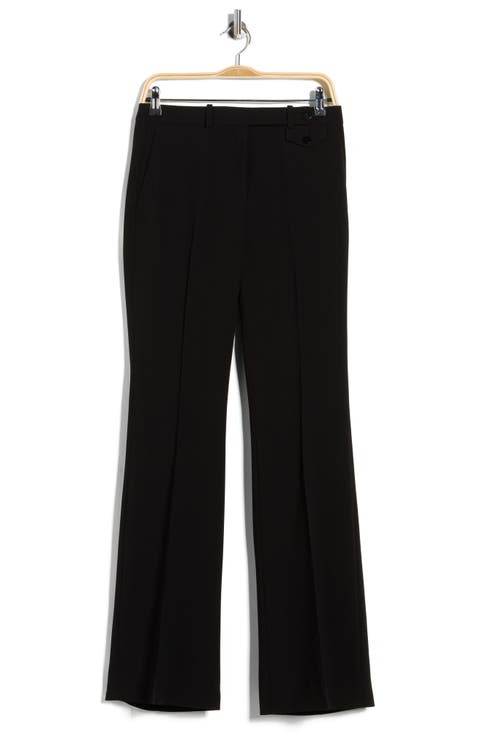 High Waist Flare Leg Crepe Pants