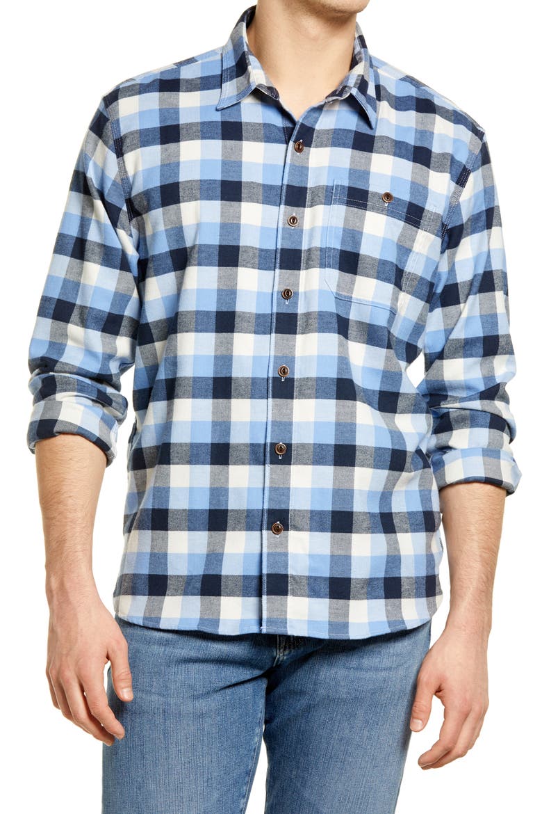 Beanflex All Season Flannel Button-Up Shirt, Main, color, ARCTIC BLUE