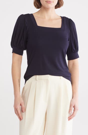 売れ筋商品|||ティー・タハリ カットソー トップス レディース Women's Split-Neck Rolled-Cuff Top Black T Tahari Square Neck Banded Top | Nordstromrack