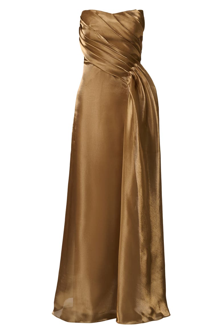 Strapless Organza Gown, Alternate, color, GOLD