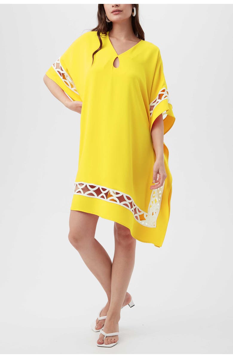 Trina Turk Amoureux Embroidered Trim Caftan Dress, Main, color, Lavandou Lemon
