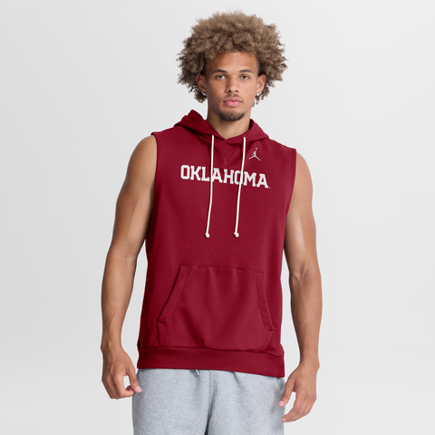 Men's Jordan Brand  Crimson Oklahoma Sooners 2026 Sideline Sleeveless Dri-FIT Hoodie