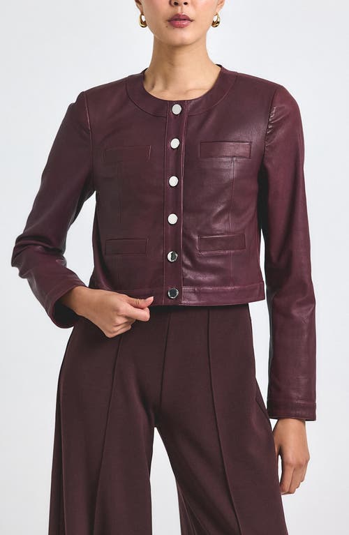 Derek Lam 10 Crosby Penny Crop Stretch Leather Jacket In Burgundy