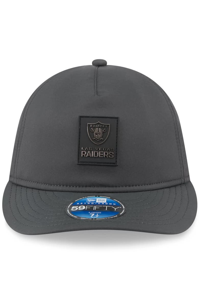 New Era Men's New Era Charcoal Las Vegas Raiders 2025 Sideline Cold Weather Retro Crown 59FIFTY Fitted Hat, Alternate, color, Charcoal