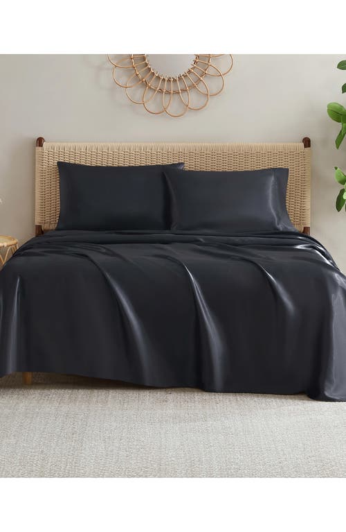 Jessica Simpson Silky Satin Sheet Set In Black