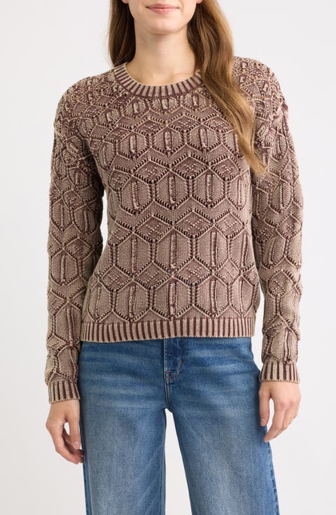 Distressed Wash Openwork Sweater