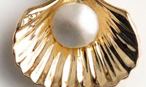 Local Eclectic Solid Gold Freshwater Pearl Shell Charm In Gold