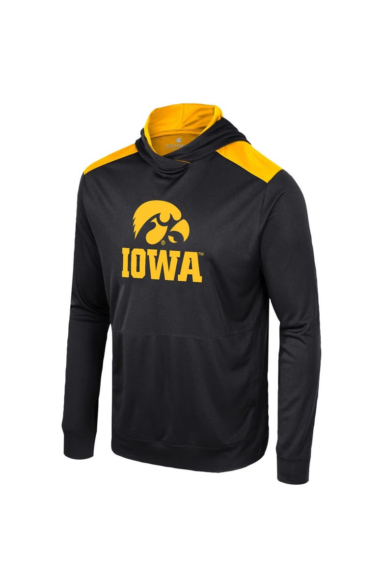 COLOSSEUM Men's Colosseum Black Iowa Hawkeyes Warm Up Long Sleeve Hoodie T-Shirt, Alternate, color, Black