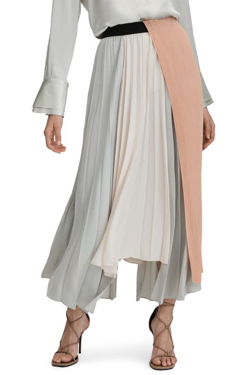 Maddie Colorblock Asymmetric Pleat Skirt