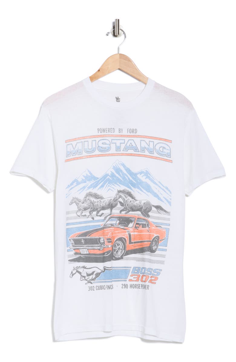 Junk Food Burnout Mustang Graphic T-Shirt, Alternate, color, White Burnout